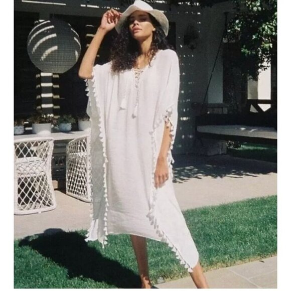 Walter Baker Dresses & Skirts - Walter Baker Acapulco Kaftan Swimsuit Cover Up Dress One Size Romantic Coastal
